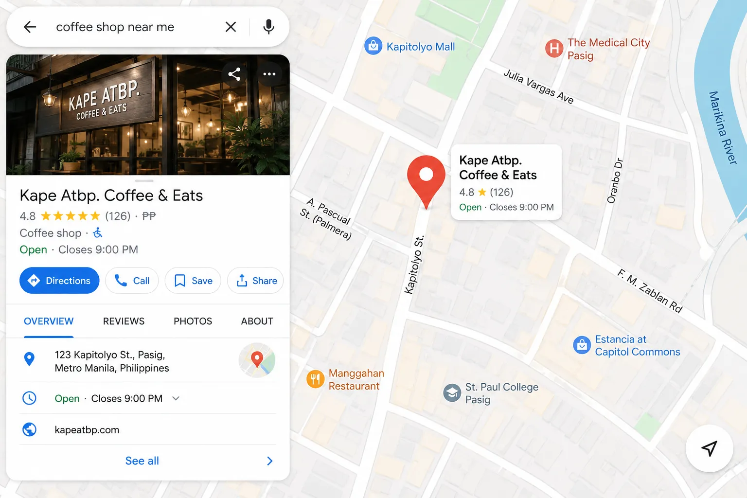 Map pin marking a local business location on Google Maps
